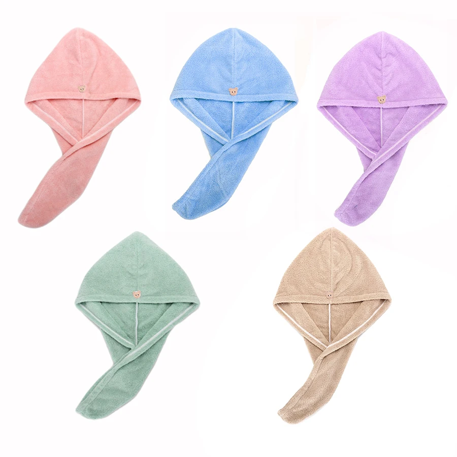 Women Hair Drying Hat Quick-dry Microfiber Hair Solid Towel Cap Super Absorption Turban Hair Dry Cap Towel Cap Hat Bath Hat