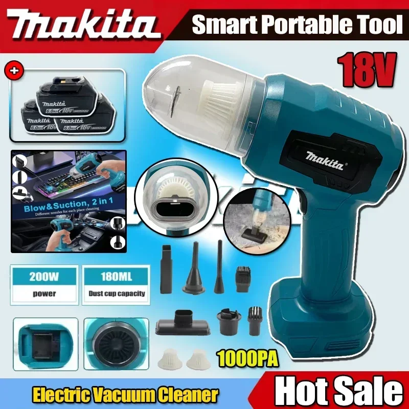

Мини-пылесос Makita для автомобиля, 100 мл, беспроводной, портативный, для чистки клавиатуры и автомобиля, совместим с аккумулятором Makita 18В