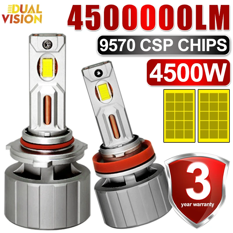 

4500W 4500000LM H7 LED Headlight Bulbs 6000K H4 H1 H3 H8 H9 H11 9005 HB3 9006 HB4 9012 HIR2 H9 Car Headslamps 9570 CSP Fog Light