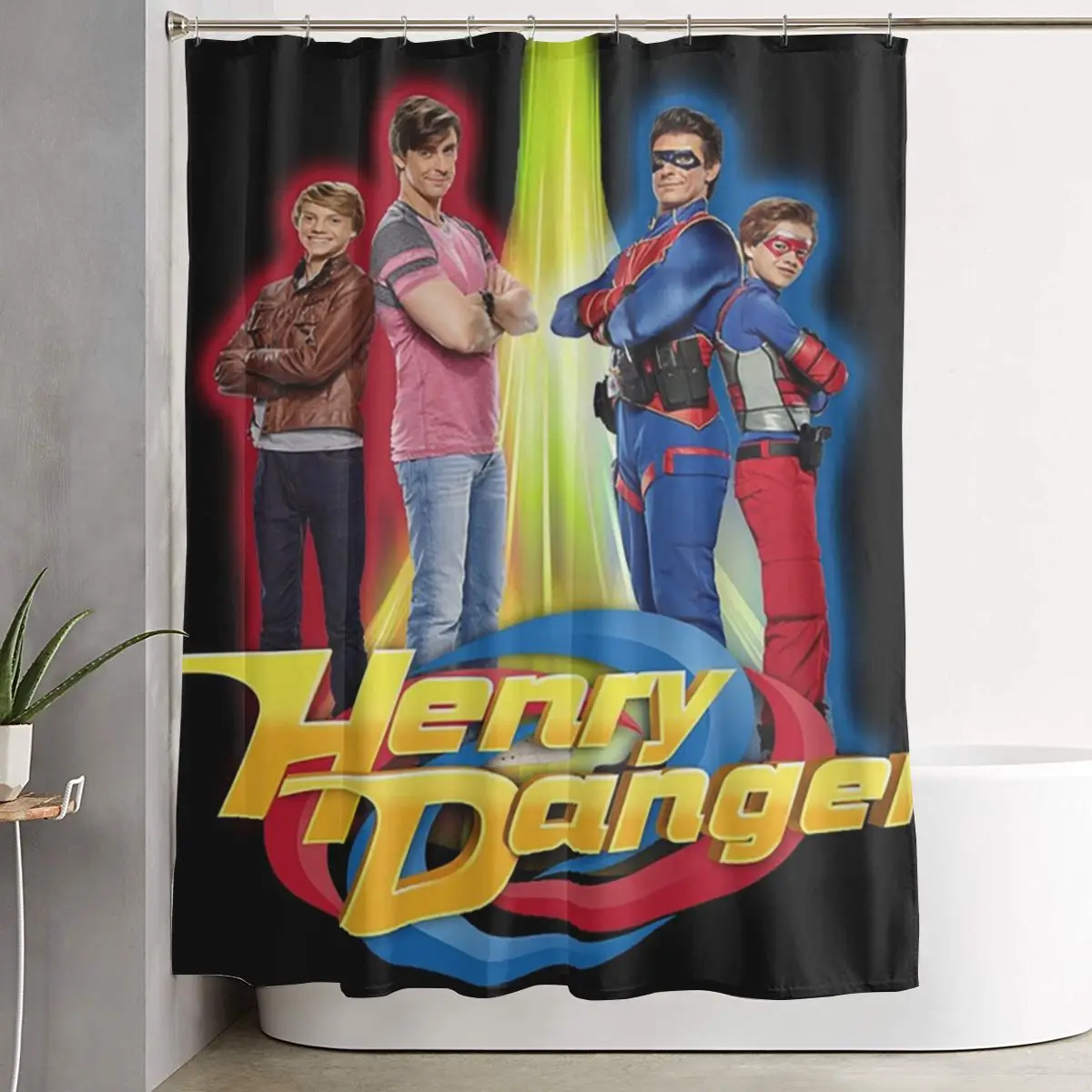 

Шторка для душа Henry Danger Secret Identities, полиэстеровая, водонепроницаемая, с крючками