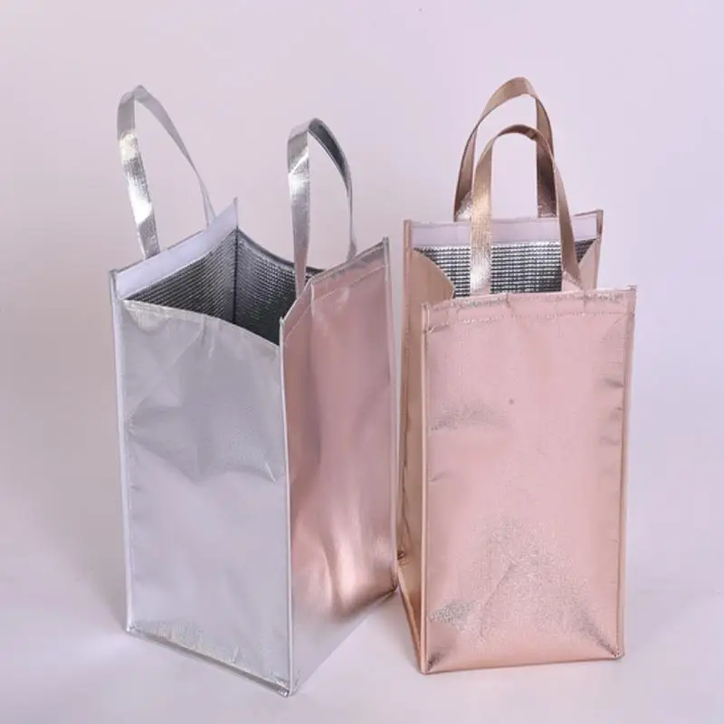 Multi Purpose Aluminum Foil Insulated Ice Bag Thermal Food Storage Tote Waterproof for Beach Picnic Hiking Grocery Use
