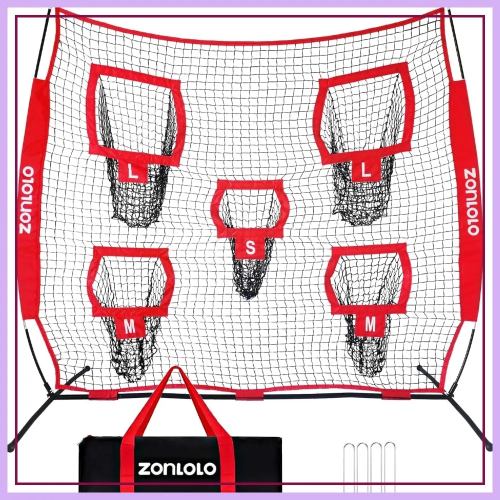 

7x7ft Football Throwing Net with 5 Targets for Quarterback Training, Includes Carrying Bag