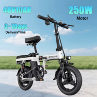 T14 E Bike 250W Motor 48V10AH Removable Battery Folding Fast And Portable Electric Bicycle 14-Inch Tires Commuting Electric Bike