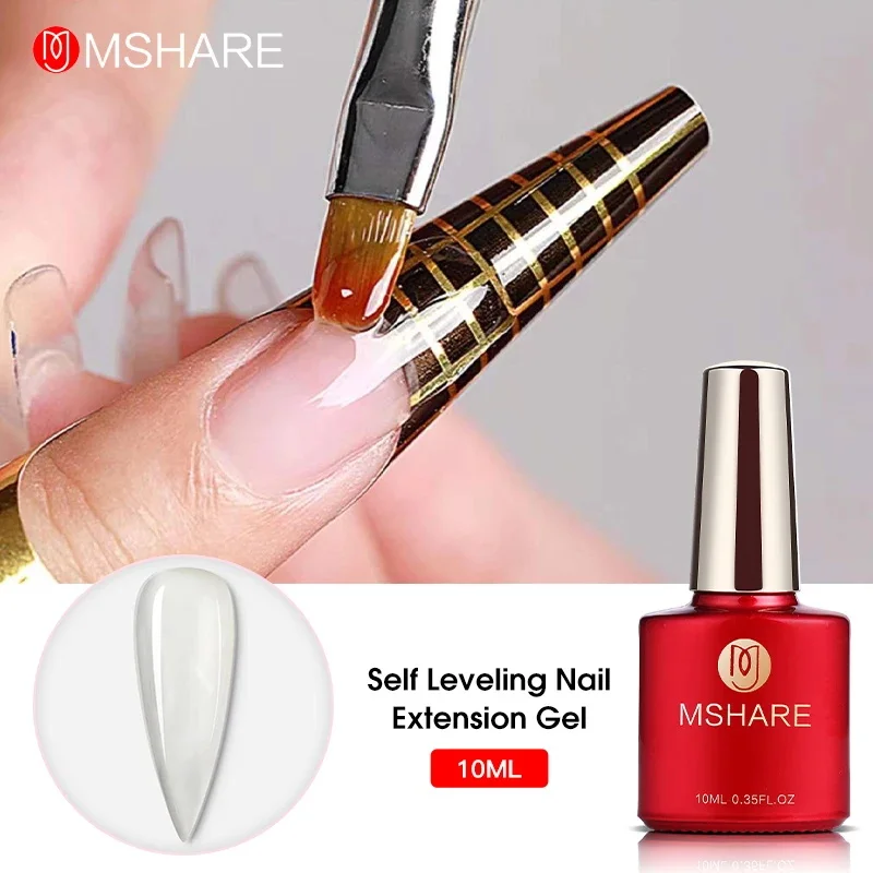 

MSHARE Clear Builder Nail Extension Gel Self Leveling Gel Manicure Varnish Lacquer Quick Building Construction Gel Polish 10ml