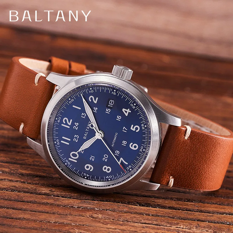 Baltany S2049 Men Automatic Watch 39mm Pilot Sport Mechaical Wristwatch Sapphire 10ATM Waterproof BGW-9 Luminous ST2130 Military