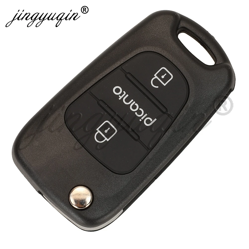 jingyuqin for Kia Picanto 2011-2015 Flip Car Remote Key 3Buttons 95430-1Y300 433MHz 4D60 Chip SEKS-KM10TX Auto Key Fob Control