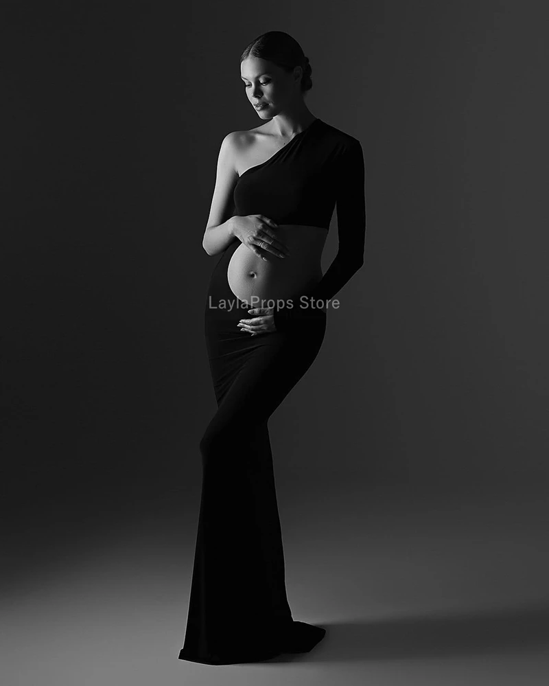 Umstands kleider stilvolles schulter freies Umstands kleid mit langen Ärmeln, ausgehöhltes Design für Partys im Alltag