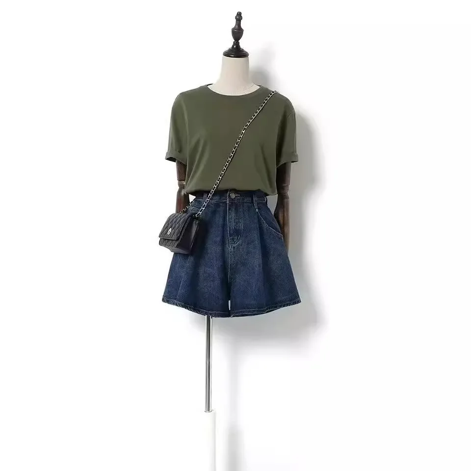Denim Shorts Wide-leg Shorts New Summer Women's Clothing Slim-fitting Elegant Hong Kong Style Loose Fashionable Versatile