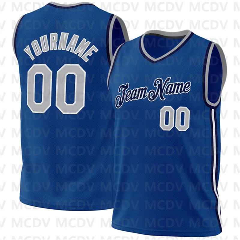 Maillot de basket-ball imprimé 3D personnalisé pour adultes et jeunes, vêtements de sport authentiques, bleu, blanc, bleu marine, nom de l'équipe, numéro