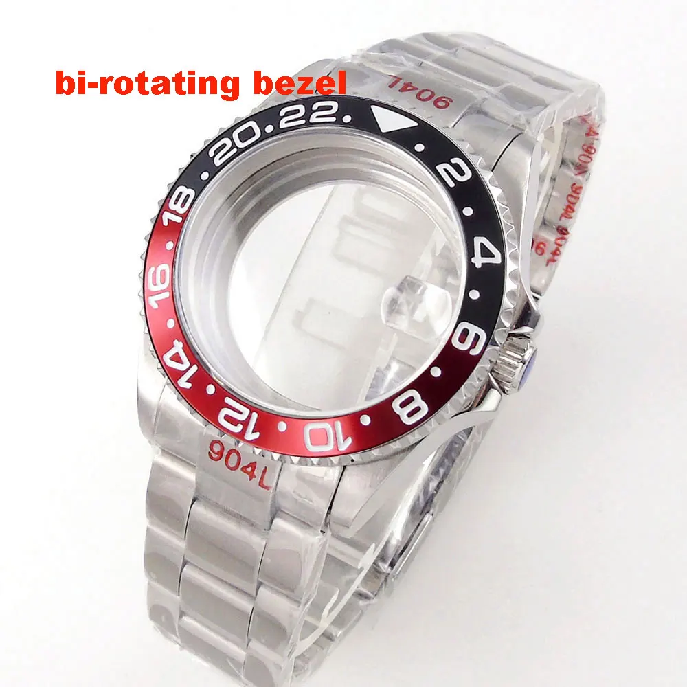 Imagem -02 - Bi-direcional Inoxidável Bezel Caixa do Relógio de Aço 20atm Diver Tandorio Steel Case Sapphire Glass Fit Auto Nh34 Nh35 Nh36 Eta2824 Pt5000 40 Milímetros