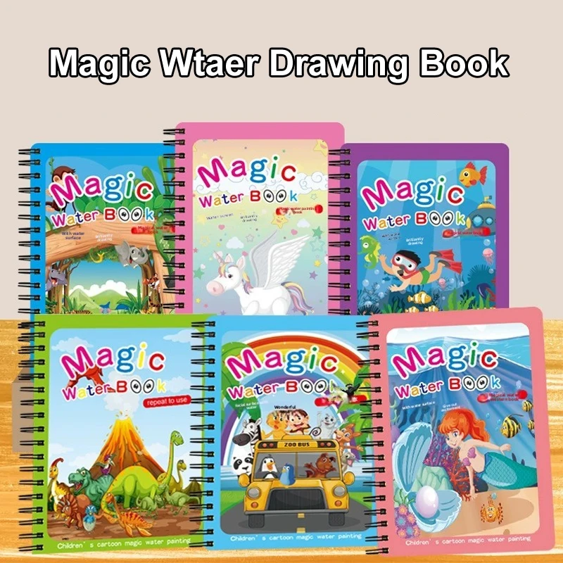 Children Magic Water Drawing Book Reusable Coloring Book Early Educational Learning Painting Drawing Toys for Kids