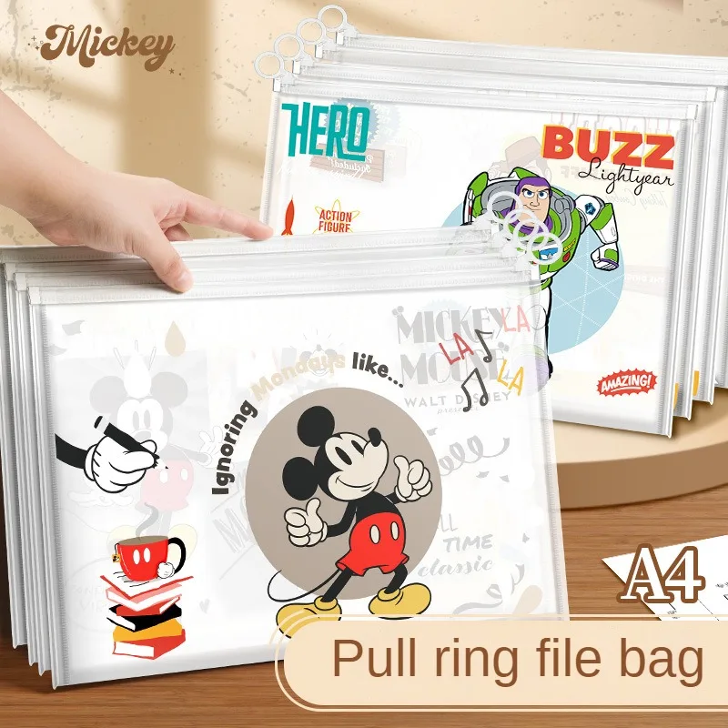 Disney Mickey Mouse Transparent Waterproof Large Size File Bag File Bag Tickets Card Holder Office Supplies Birthday Gifts New