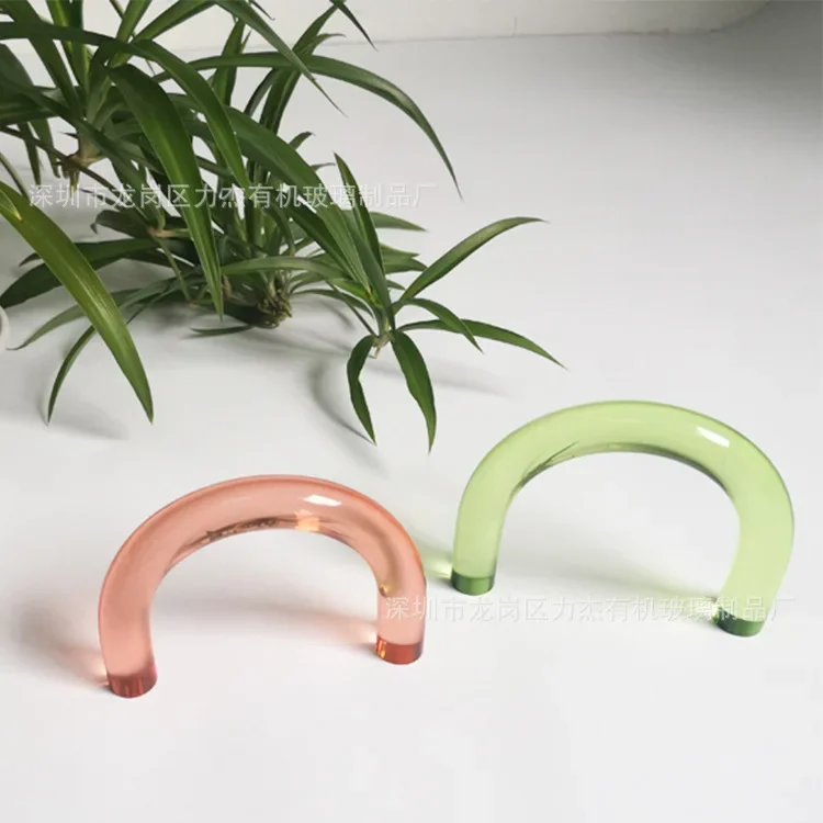 

200ps: Customized acrylic multi-color crystal handle acrylic dyed colored curved round rod hot bending handle accessories