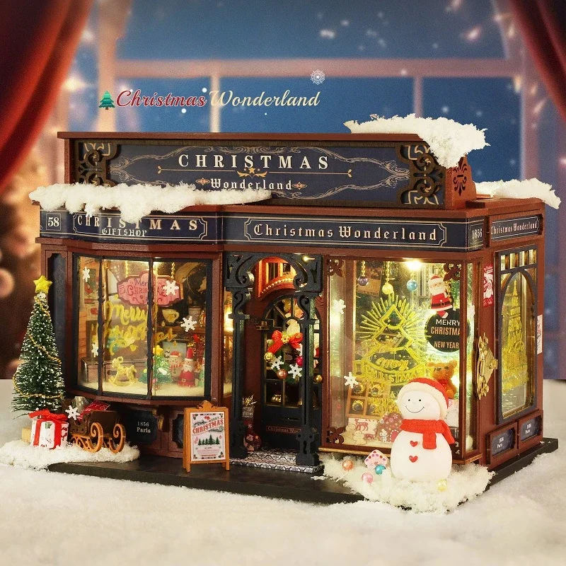 DIY Cottage Christmas Wonderland Wooden Assembled Toy Model Handmade Assembled DIY Nook Book Birthday Gift for Friends