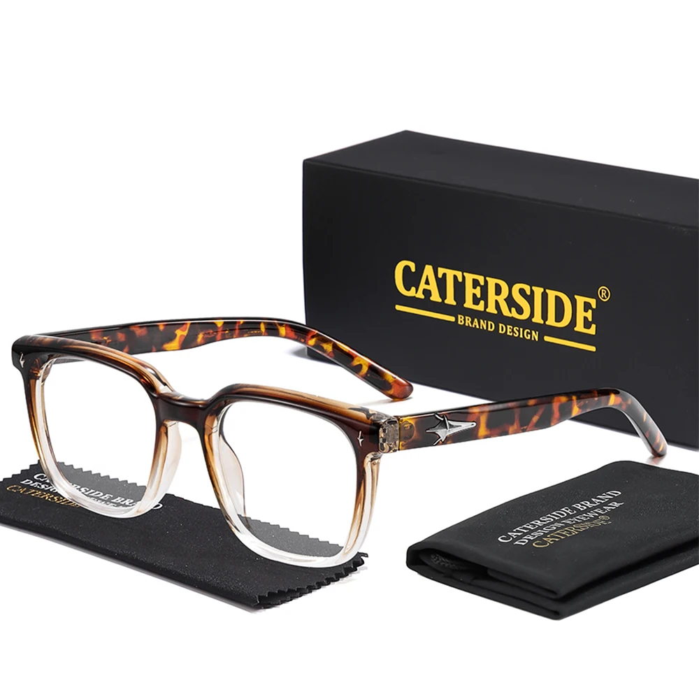 

CATERSIDE Fashion Men Square Eyeglass Frame Premium Tr-90 Frame Optical Eyeglass Frame Women Computer Anti Blue Light Glasses
