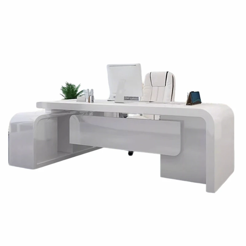 

White paint fashion desk boss women's table simple modern president table manager large class combination