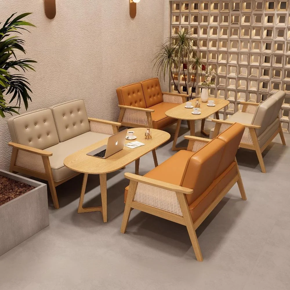 # Simple Commercial Restaurant Booth Sofa Dining Table Chair Set for Hot Pot Shop Cafe Milk Tea Shop  Material Modern Design