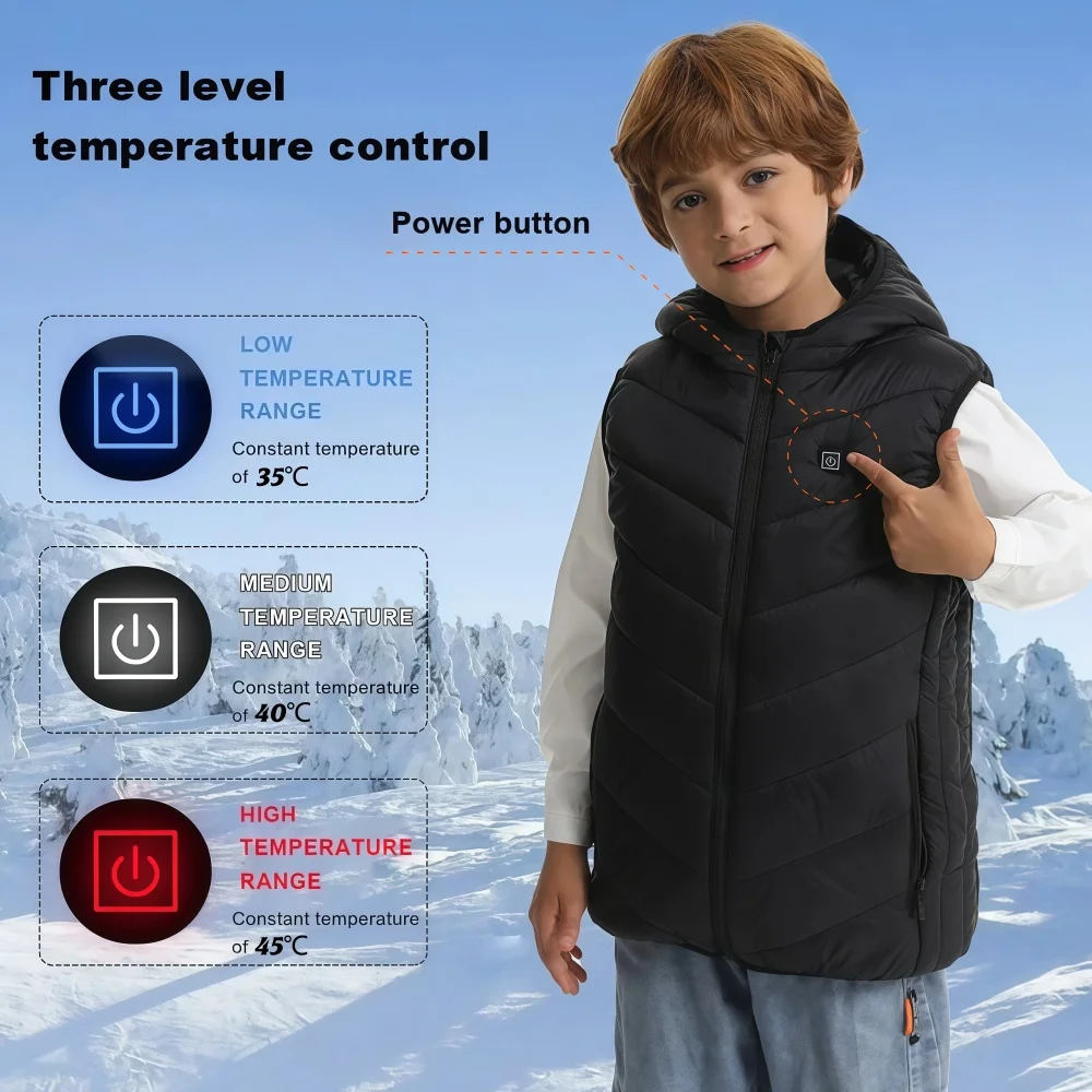 10-Zonen-Heizweste, elektrisch beheizte Jacken, Kinder, USB-Innenwärmeweste, Weste für Camping, thermische Winter-warme Jacke für Kinder – Detail 3