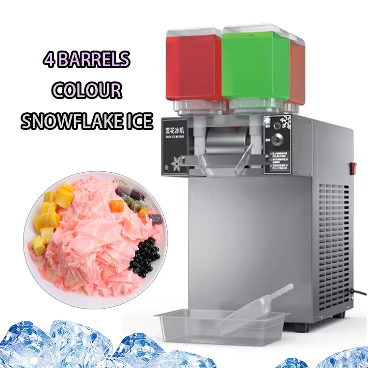 Shave Machine Ice Snow Making Machine 180kg/day Automatic Ice Flakes Snow Machine Four Buckets Snowflakes and Ice