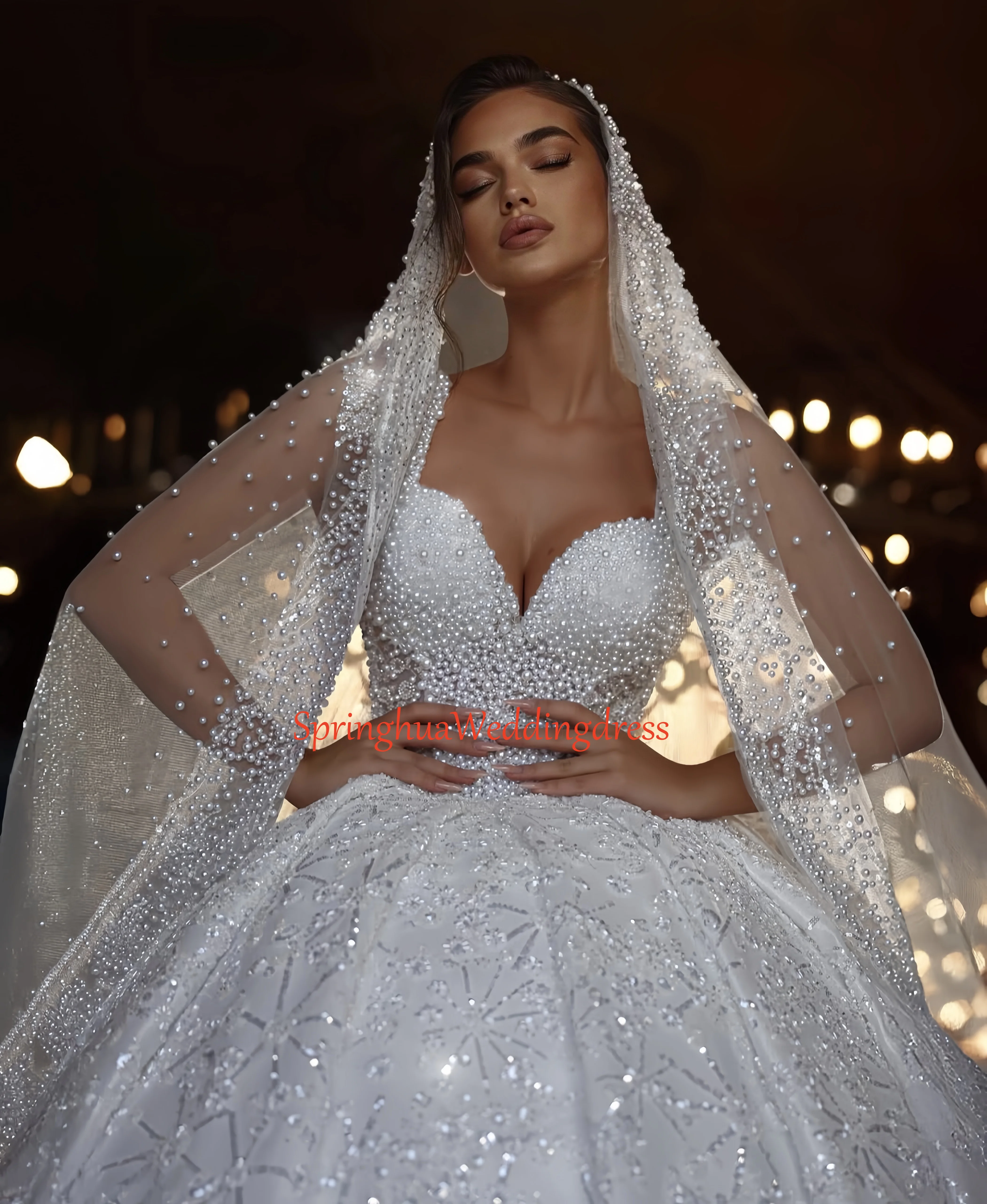Customized Luxury Wedding Dresses Sweetheart Collar Puffy Dress Decal Beaded Dress Wedding Dress Church Foyer Vestido De Novia