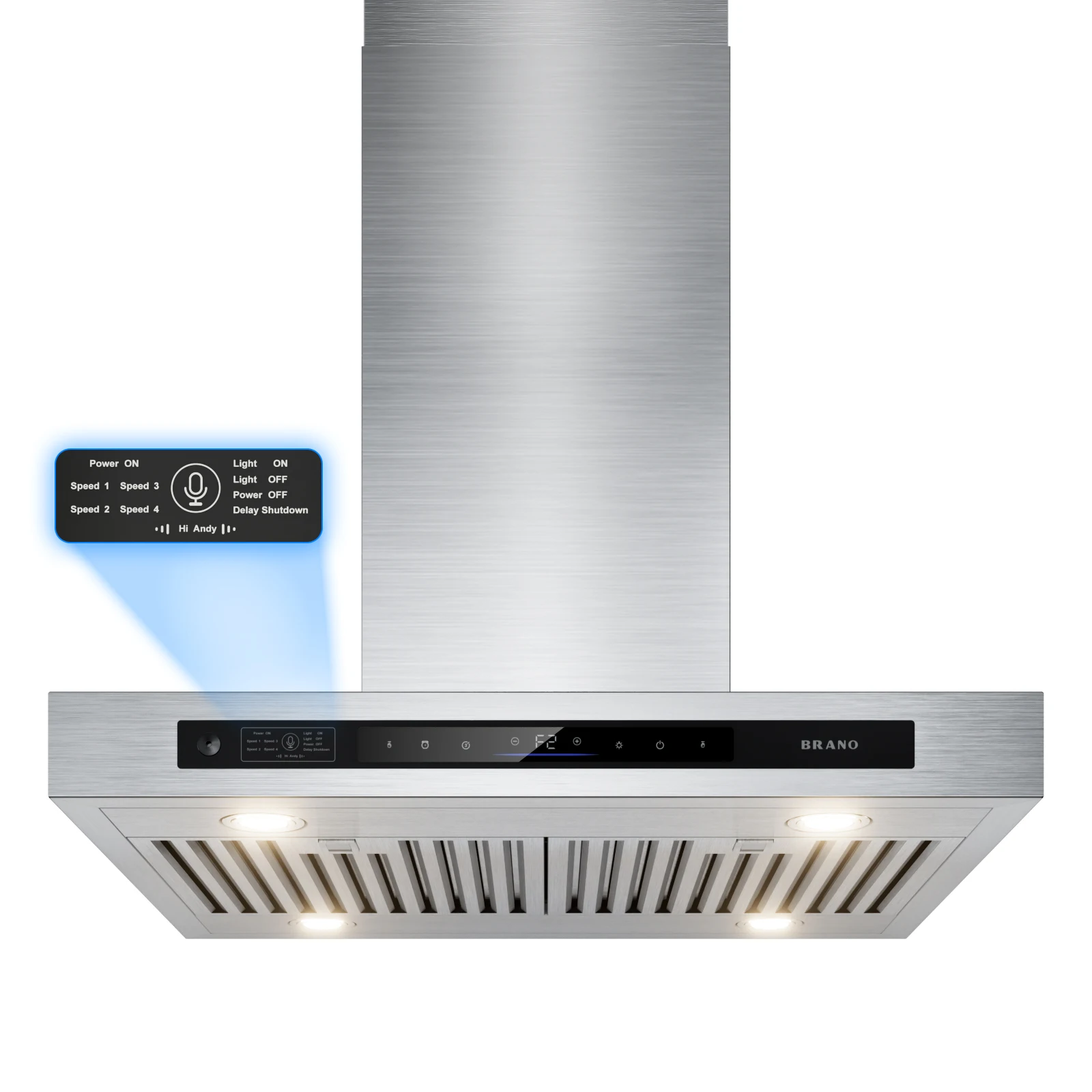 

Вытяжка RANO Island Range 30/36 дюймов с производительностью 900 CFM, 4 скорости, управление голосом/жестами/сенсорным управлением, кухонная вытяжка