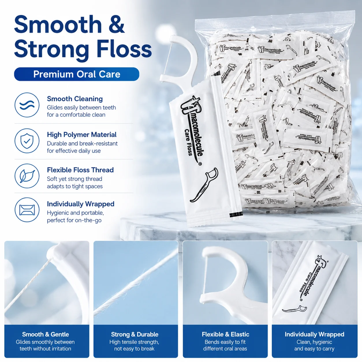 Individually Wrapped Dental Floss Picks Disposable Oral Care Floss Toothpick Sticks for Hotel Restaurant Travel Bulk Wholesale