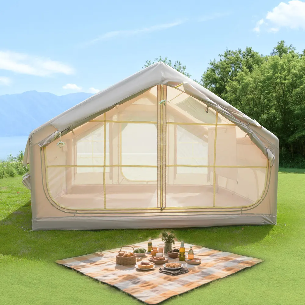 

6.3 Square Meter All-season Waterproof and Windproof Inflatable Camping Tent, with Good Ventilation, A Transparent Skylight, 420D Oxford Cloth Waterproof Fabric, and Mesh Doors and Windows. Ideal for Camping and Travel.