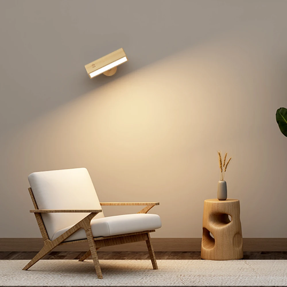 LED  Wall Lamp 3 Color Temperature 3000k-6000k Dimmable Battery Operated Wall Sconce Rotatable Cordless Magnetic Wall