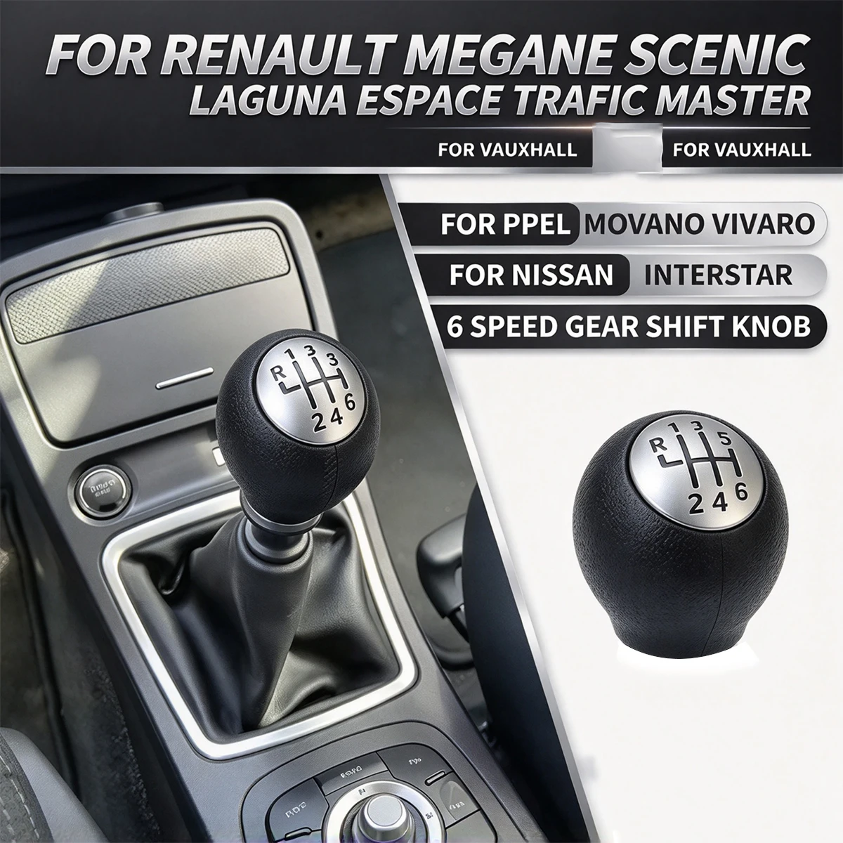 Durable 6 Speed Plastic Gear Shift Knob For Renault Megane MK3 Clio Laguna Nissan Vauxhall - Manual Shifter Lever