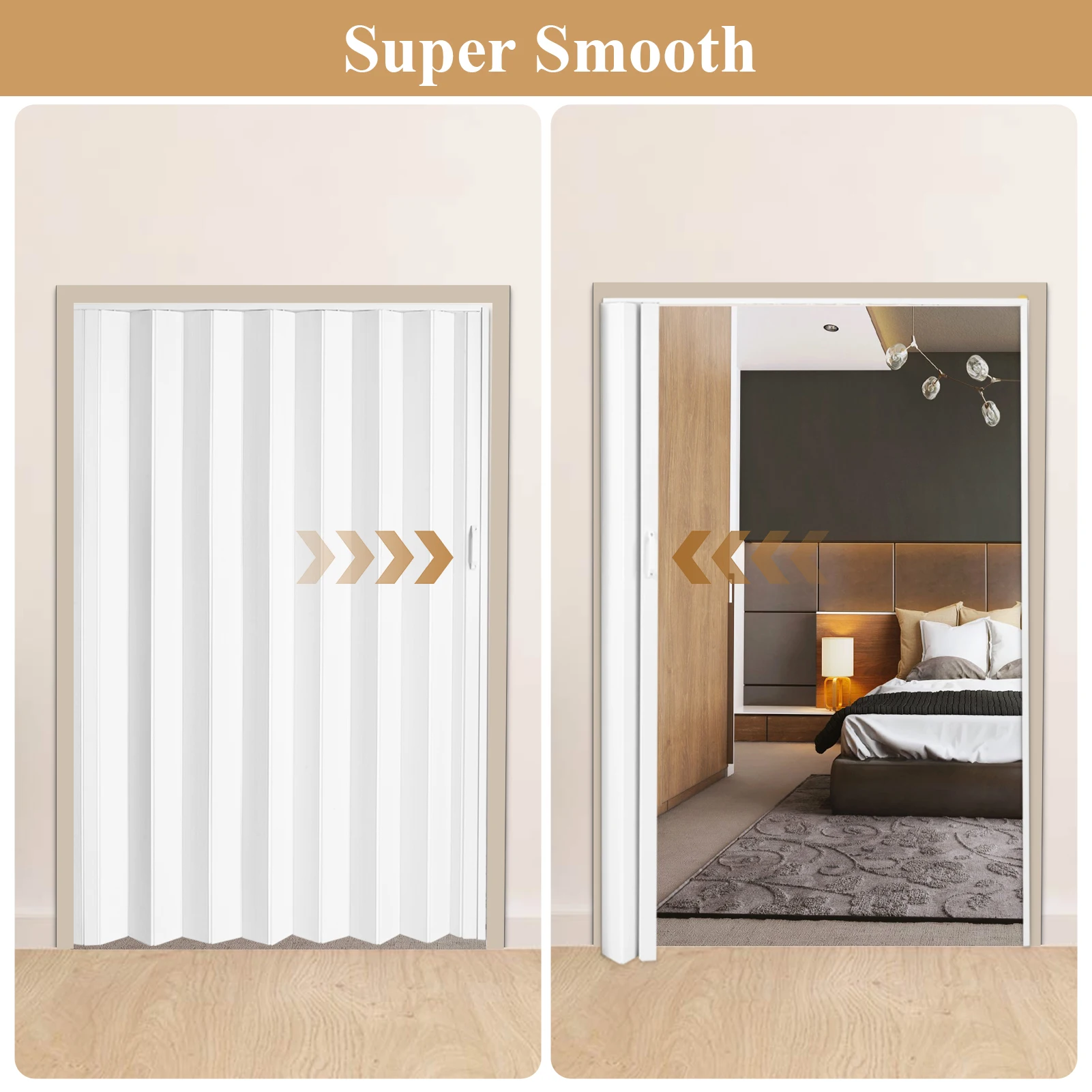 PVC الأكورديون باب الأكورديون انزلاق الباب 60X80 بوصة، مع أجهزة التثبيت، مقبض، قفل لخزانة غرفة النوم وغرفة المعيشة