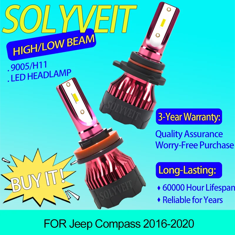 

Dustproof Easy Installation High-Performance 9005 H11 LED HIGH LOW BEAM HEADLAMP FOR Jeep Compass 2016 2017 2018 2019 2020