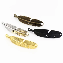 46x11mm 6pcs Black/Antique Silver Plated /Bronze/Gold Color Feather Handmade Charms Pendant:DIY for bracelet necklace
