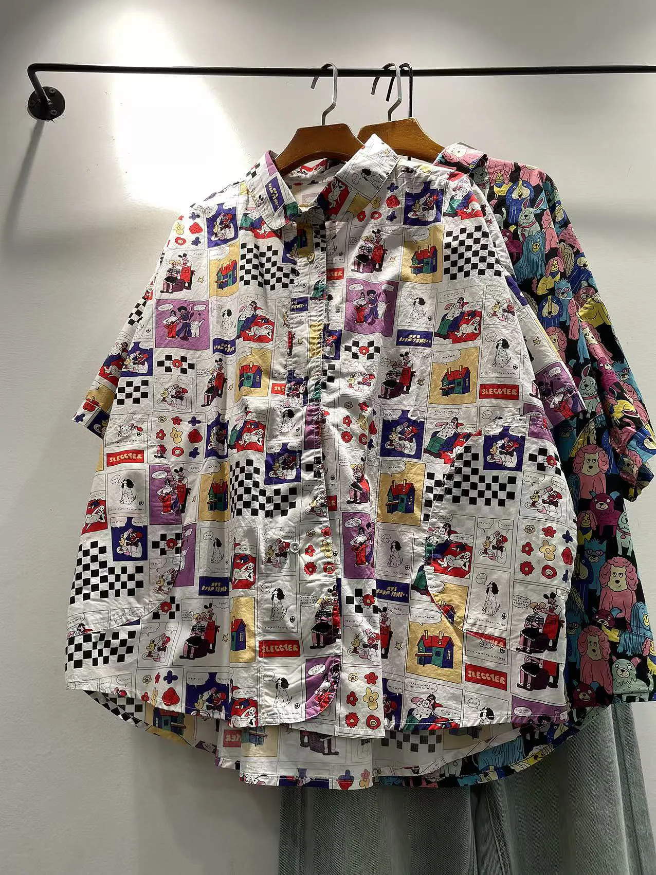 

Summer 2026 Women's Loose Fit Short Sleeve Printed Shirt Korean Style Youthful Collar Single Button Casual Cotton Blouse