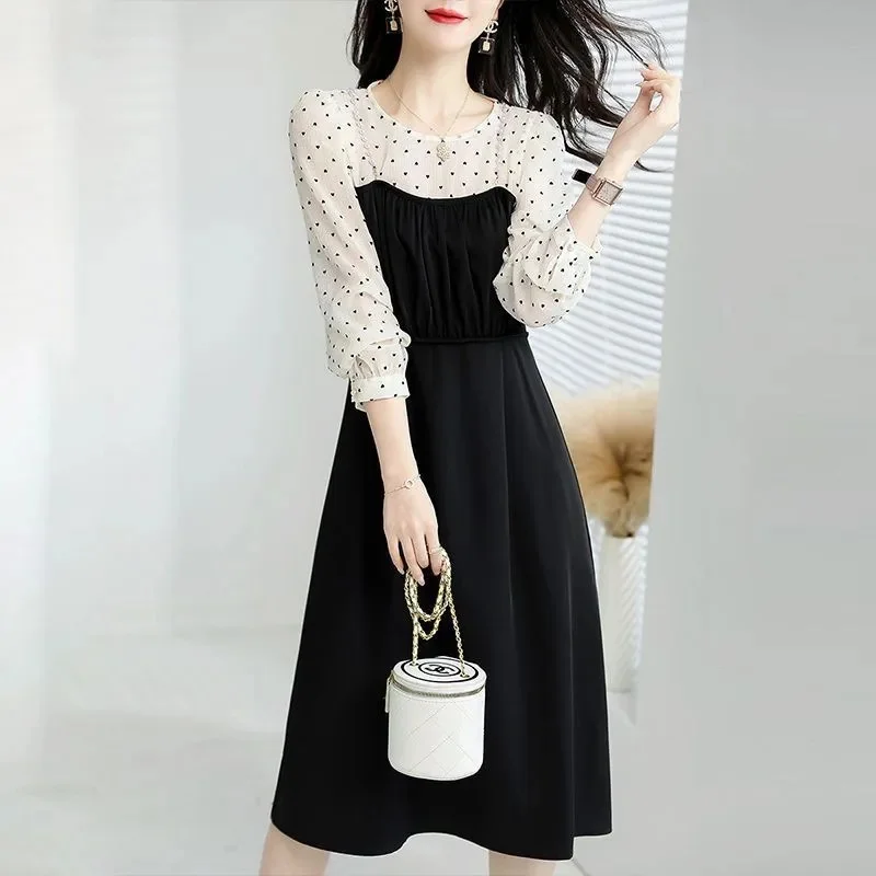 

Новинка 2022 года, женское платье в стиле пэчворк для пожилых людей, красивое женское платье, трапециевидная юбка для похудения и улучшения возраста, X476