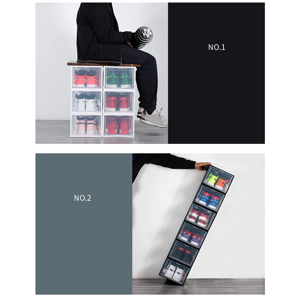 

Shoe Bin Plastic Box Cabinets Container for Shoes Magnetic Clear Boxes White Organizer