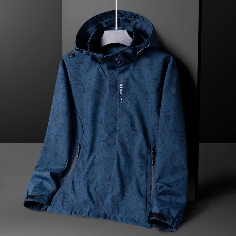 2024 New Spring Mens Lightweight Waterproof Rain Jacket Raincoat for Hiking Travel with Removable Hood Windbreaker Jacket Top