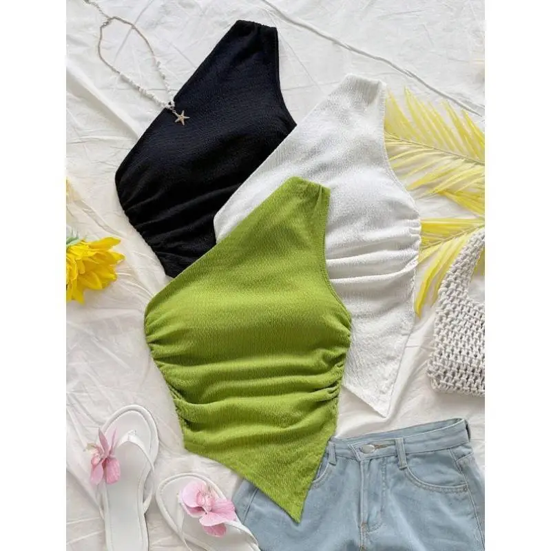 

Z 0498 New Ladies' Asymmetric Hem Daily Wear Summer Clothes for Vaion Cross-Border Women's Faion Fce Lined Seven Sve