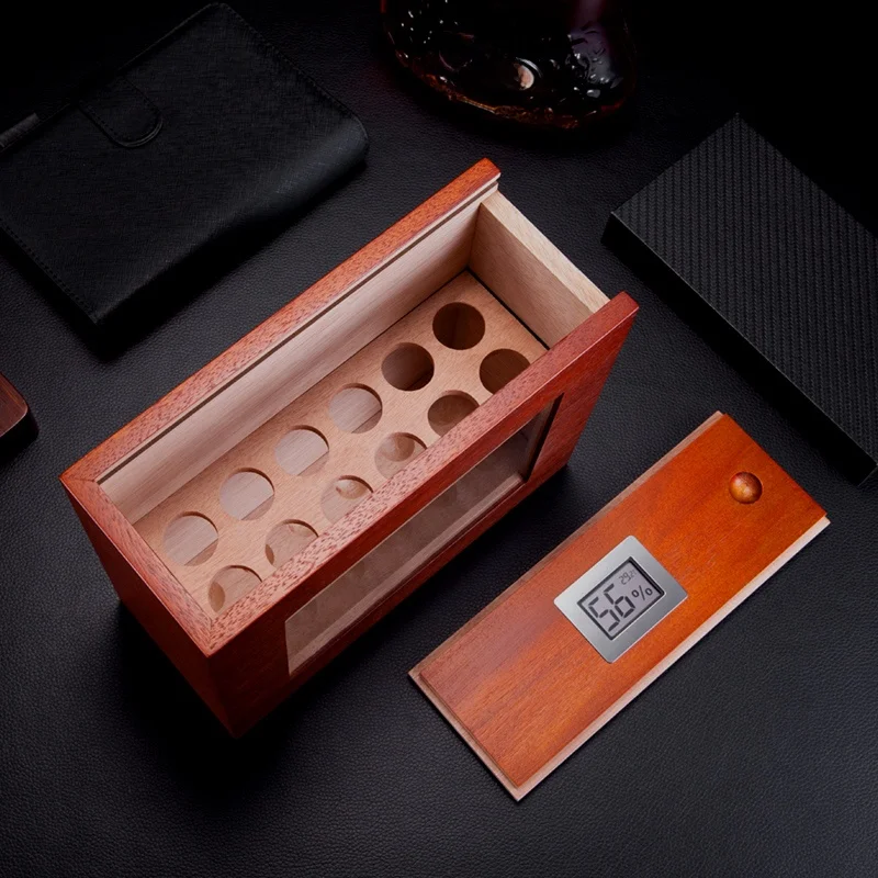 CIGARLOONG Portable Cigar Box Large Capacity 12 Pieces Set Cuban Cedar Wood Moisture Proof Aromatic Cigar Case Wooden Material view 4