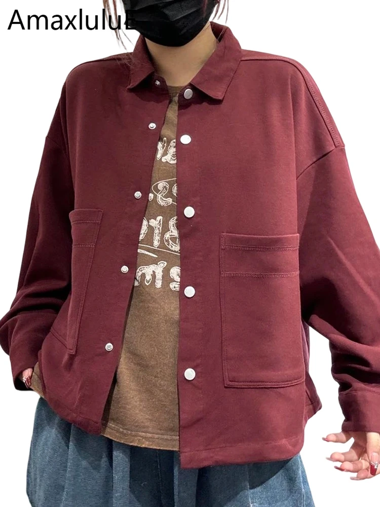 Amax LuluE موضة ربيع 2026 سترات كلاسيكية متينة للسيدات تصميم كوري معاطف فضفاضة للسيدات ملابس خارجية أنيقة للترفيه