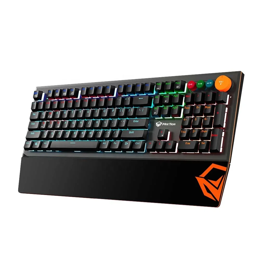 MEETION MT-MK500 Mechanical Gaming Keyboard With LED Backlit 104-Key Blue Switch Keyboard And Four Special Knobs