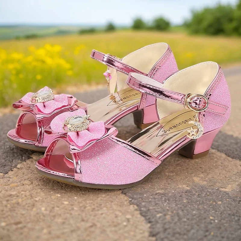 Girl's Fashion High-heeled Sandals Kid's Summer Party Sandalies Students Slipper Sandals Princess Performance For Girls