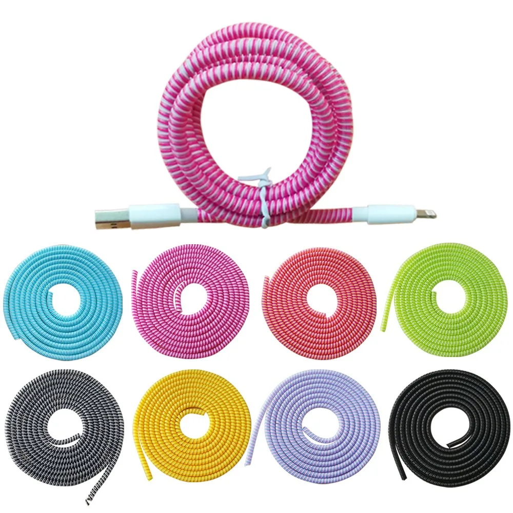 【Fast Delivery】140CM 3 Colors In 1 Spiral Cable Protector Charging Cable Cord Protector Wire Cable Winder