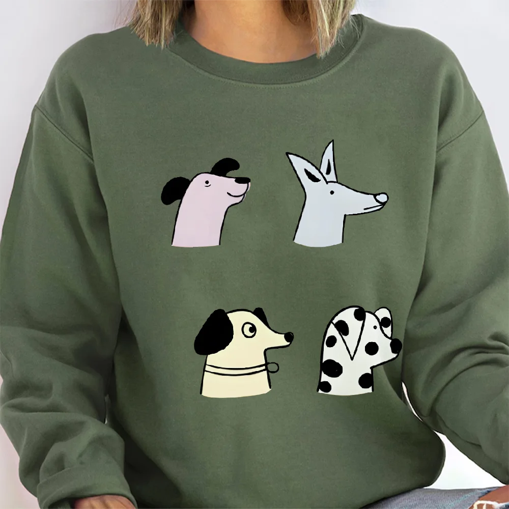 Cartoon Cute minimalist Style Sweatshirt Diverse Puppies Retro Vintage Graphic Hoodies Y2K Unisex  Versatile Stylish Pullover