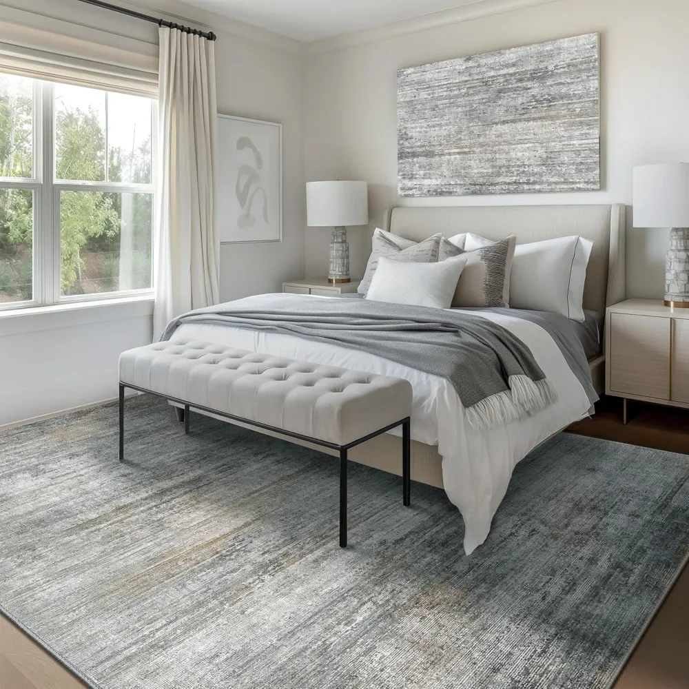 

Modern Abstract Area Rug, Large Washable Low Pile, Non Slip Soft For Bedroom And Playroom