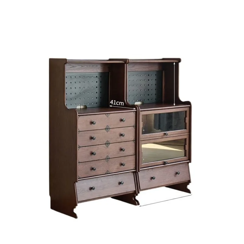 

retro solid wood dining side cabinet, bedroom storage, chest cabinet, glass door display cabinet, locker, kangaroo cabinet