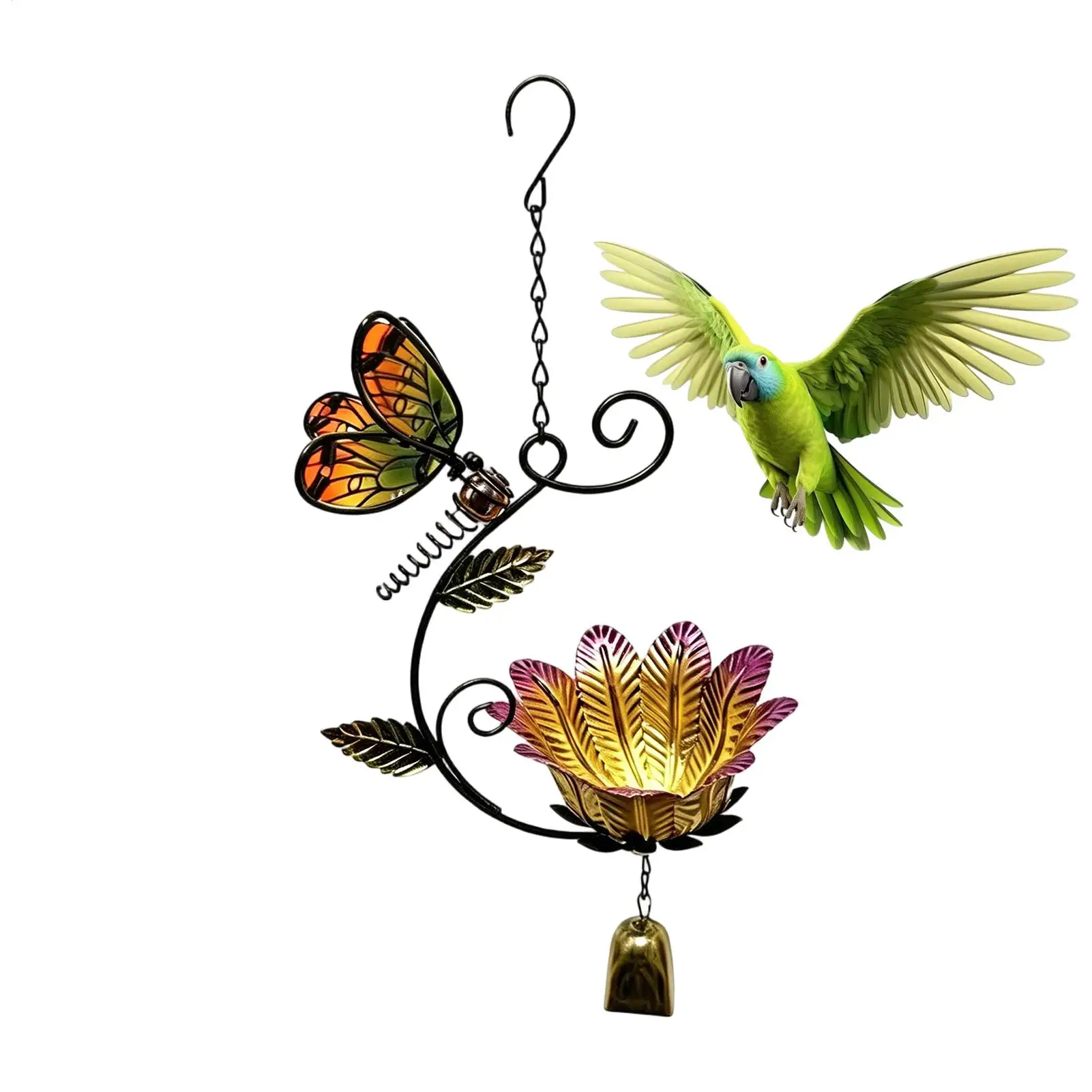 Vogelhäuschen für den Außenbereich, Libellen-Blumen-Windspiel, Wasserhalter, zum Aufhängen, Vogelhäuschen für Terrasse, Rasen, Hinterhof, Balkon, Vogelbeobachtung