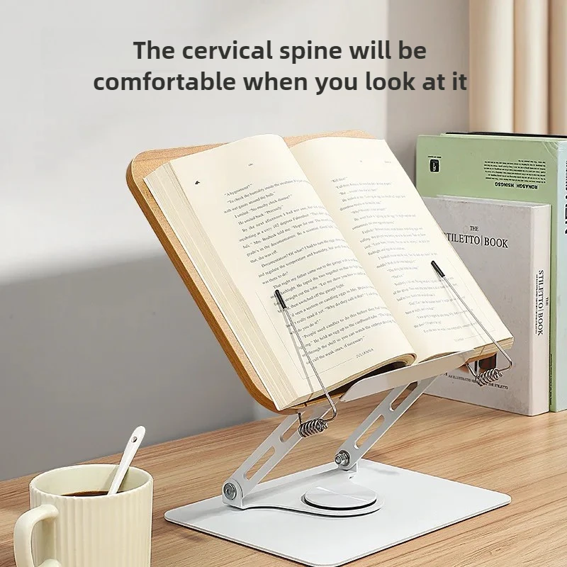 Rotating Wood Grain Reading Stand Multi-Functional Adjustable Bookshelf for Children’s Learning Notebook Support Kids  Organizer