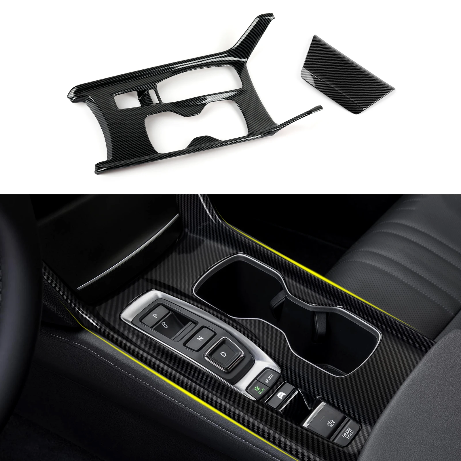 Auto-Mittelkonsole, Schalthebel, Lenkradverkleidung für Honda Accord 10. Generation 2018-2022 Zubehör. ABS-Kohlefaser-Innenausstattung. – Detail 6
