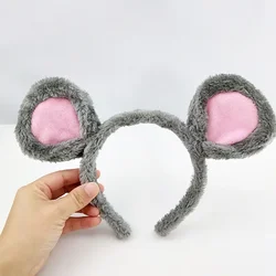 Adult Kids Party Plush Rat Mouse Ear Headband Gift Animal  Hair Bands Birthday   Holiday Festival Halloween Costume Cosplay