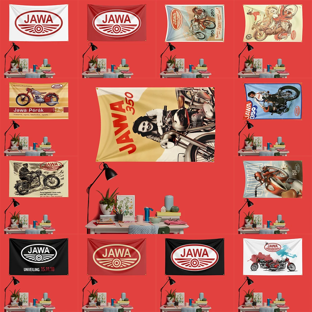 

JA-WA Motorcycle Flag 3x5 FT 90x150cm Polyester Decorative Banner Tapestry For Motorcycle Fans Garage Bedroom Wall Decoration